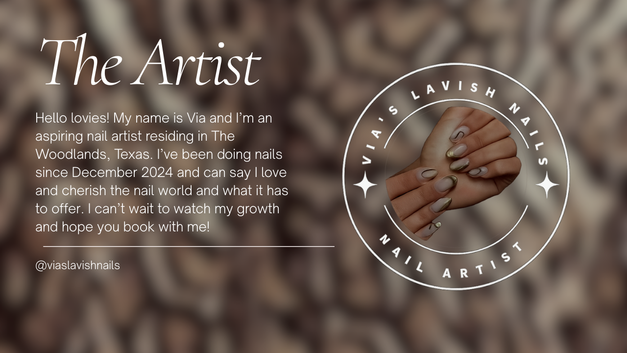 Via's Lavish Nails salon banner with logo and nail art